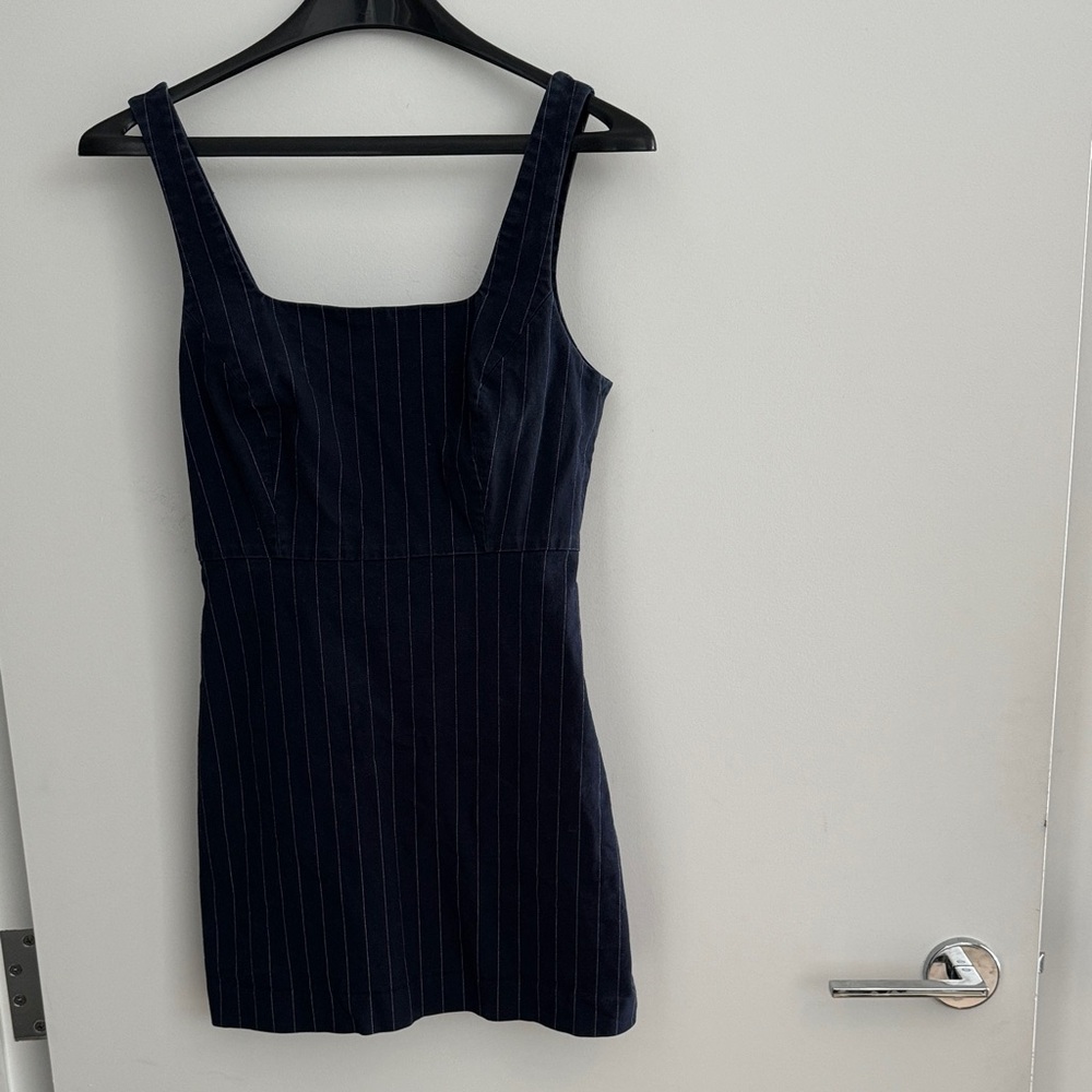 Favorite Daughter Navy Pinstripe Mini Dress